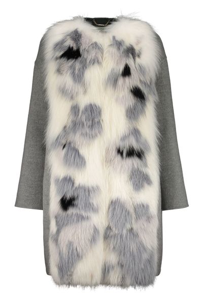 Fendi Fur-Panelled Long Sleeved Coat