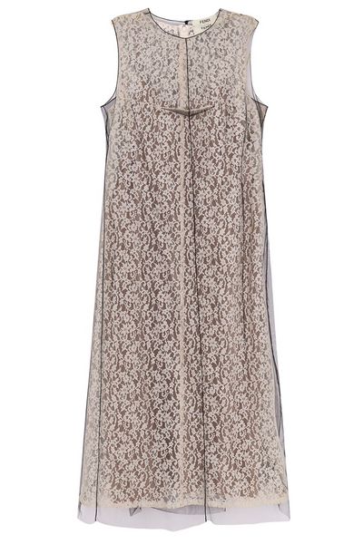 Fendi Floral Lace Detailed Sleeveless Dress