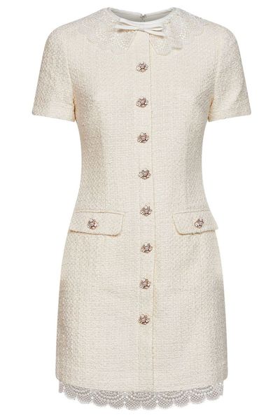 Self-Portrait Boucle Lace Trim Tailored Mini Dress