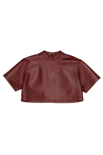 Balenciaga Leather Cropped T-Shirt