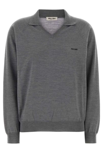 Miu Miu Logo-Embroidered Polo Jumper