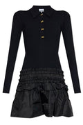 Ganni Ruffled Knit Mini Dress