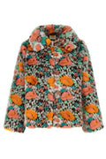Farm Rio Floral Patterned Faux Fur Coat