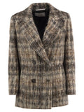 Peserico Brushed Checked Double-Breasted Blazer