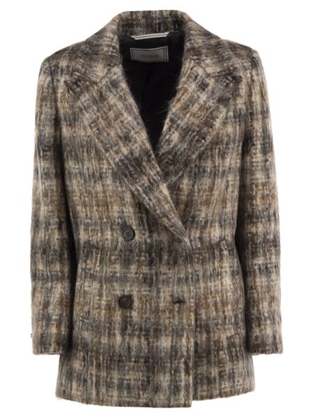 Peserico Brushed Checked Double-Breasted Blazer