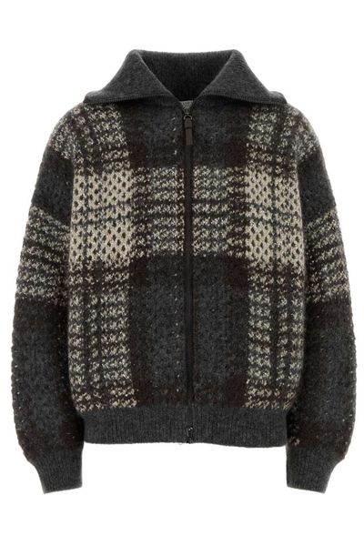 Brunello Cucinelli Dazzling Tartan Double Knit Outerwear Jacket