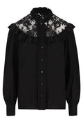 Chloé High-Neck Laced Ruffled Blouse