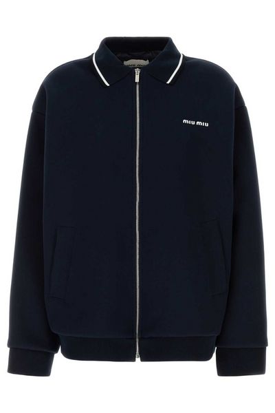 Miu Miu Logo-Embroidered Zipped Jacket