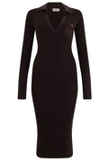 Elisabetta Franchi Collared V-Neck Knitted Dress