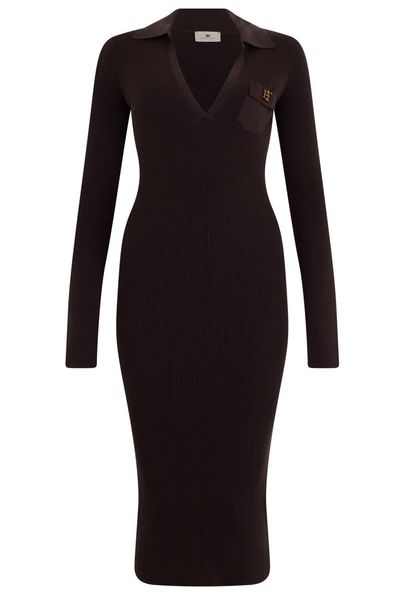 Elisabetta Franchi Collared V-Neck Knitted Dress