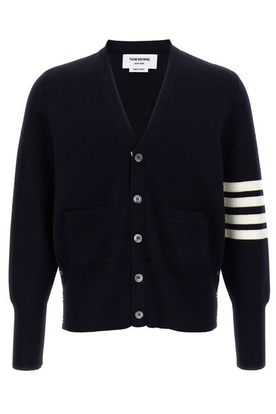 Thom Browne 4-Bar Striped Straight Hem Cardigan