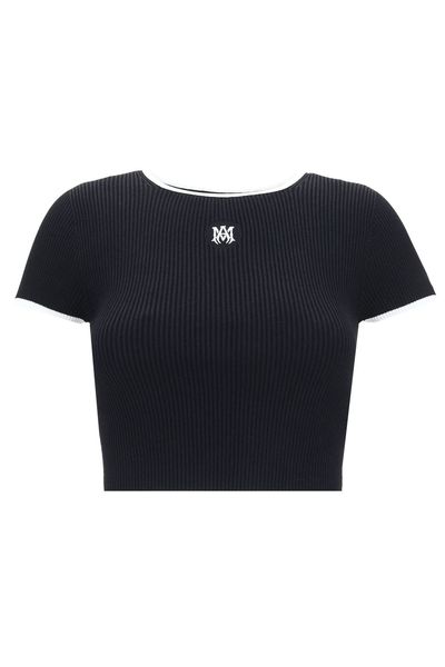 Amiri Logo Embroidered Cropped Knitted Top