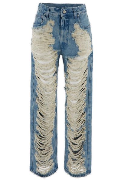 MM6 Maison Margiela Ripped Straight Leg Jeans