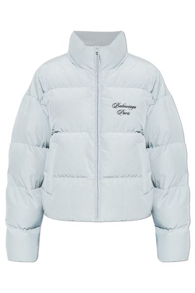 Balenciaga Logo Embroidered Zip-Up Puffer Jacket