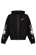 Amiri Floral-Embroidered Zipped Long Sleeved Hoodie