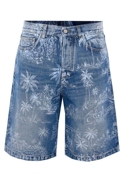 Amiri Tropical Print Denim Shorts