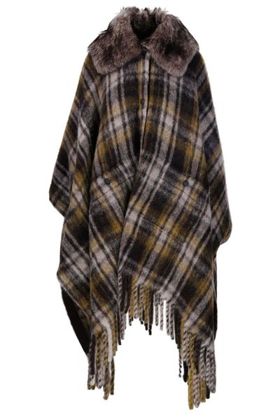 Moncler Grenoble Checked Fringed Edge Cape