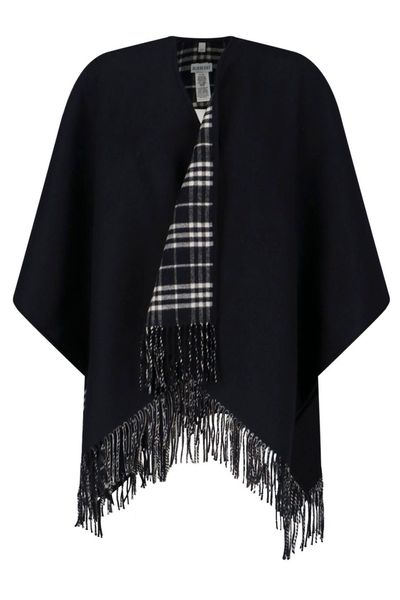 Burberry Reversible Checked Fringed Cape