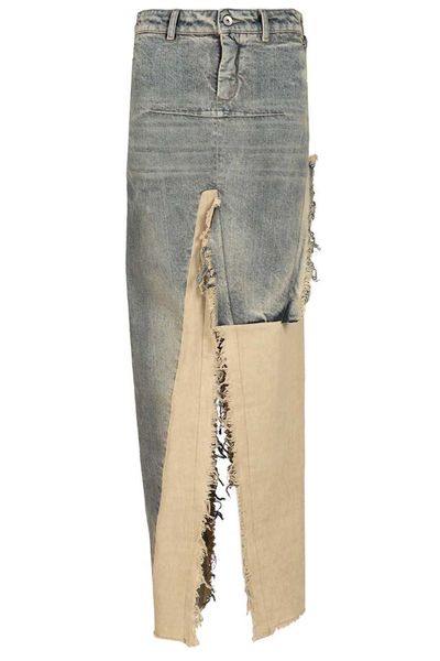 Rick Owens Concordians Runway Denim Sliced Skirt