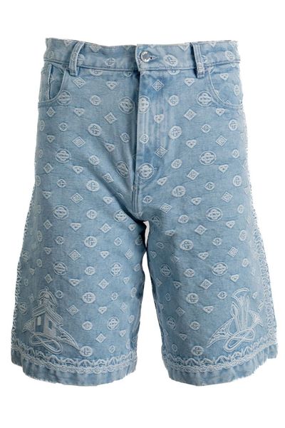 Casablanca Monogram Embroidered Denim Shorts
