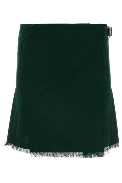 Burberry Pleated Frayed-Edge Mini Skirt