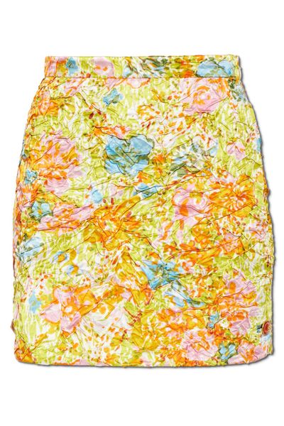 Versace Crinkled Floral Mini Skirt