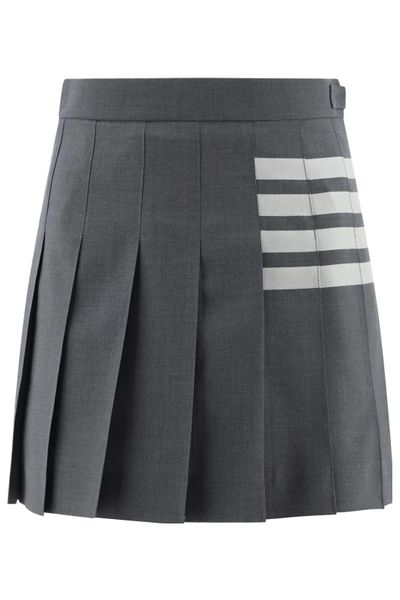 Thom Browne Plain Weave 4-Bar Pleated Mini Skirt