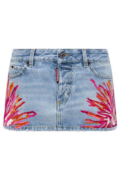 Dsquared2 Embroidered Denim Mini Skirt