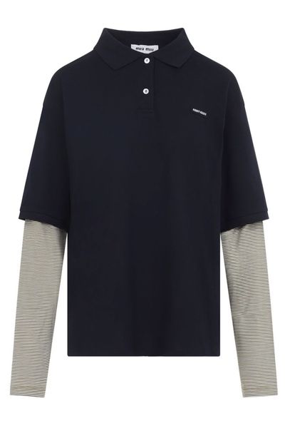 Miu Miu Layered Long-Sleeved Polo Top