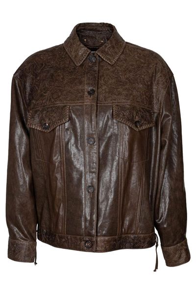 Golden Goose Deluxe Brand Pattern Embossed Leather Jacket