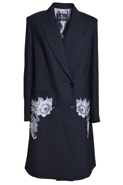 Etro Floral Embroidery Double Breasted Coat