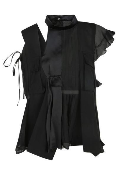Sacai Ruffled Tie-Detail Top