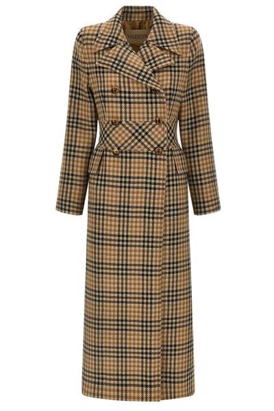 Valentino Houndstooth Double-Breasted Coat