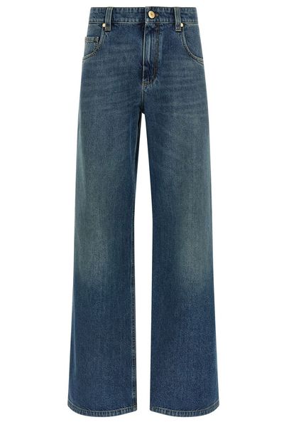 Brunello Cucinelli Logo Patch Wide Leg Jeans