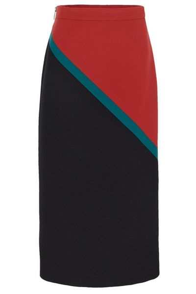 Gucci Color Blocked A-Line Midi Skirt