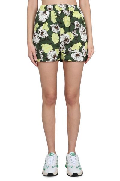 MSGM Floral Printed High Waist Shorts